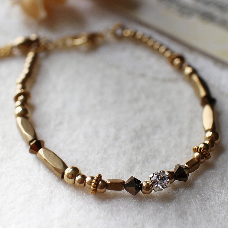 EF流金岁月NO.85白水钻金色水晶黄铜手链 - 手链/手环 - 其他材质 金色