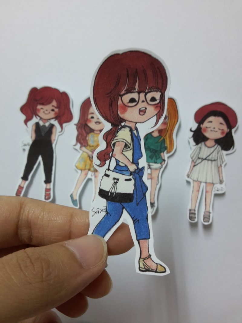 女孩们贴纸C组(五入一组) - 贴纸 - 纸 红色