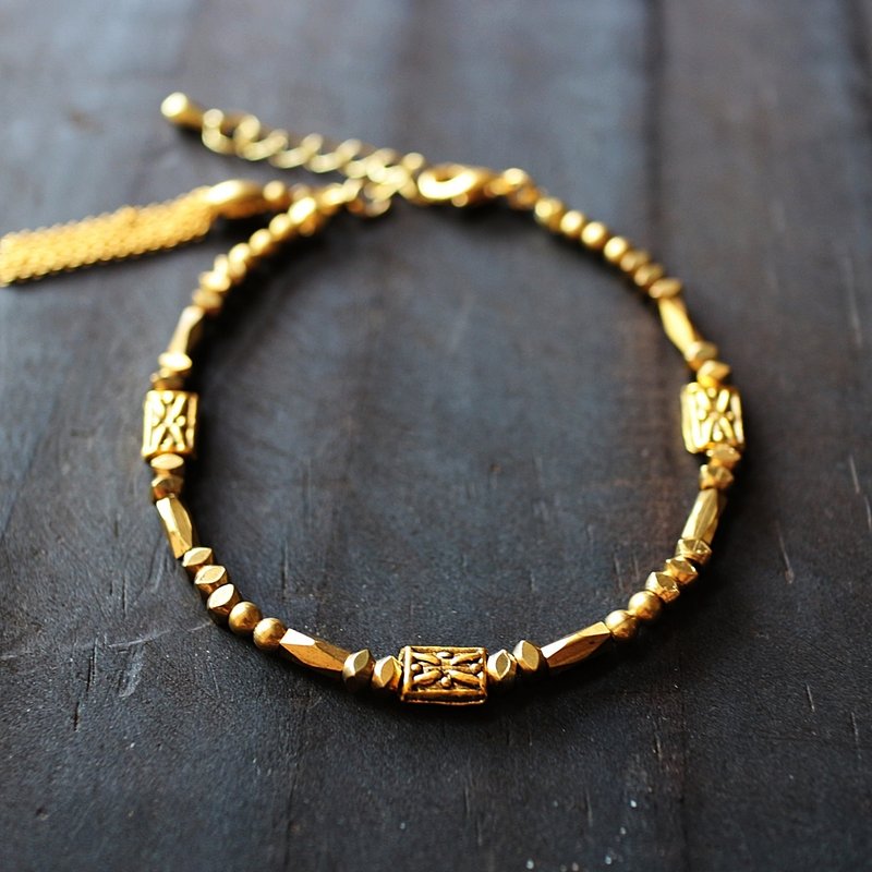 EF复古宫廷系列NO.4金色浮雕刻纹黄铜手链一 - 手链/手环 - 其他材质 金色