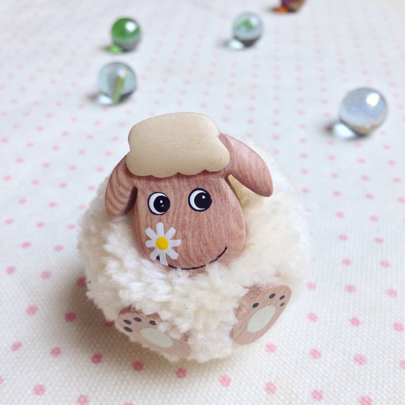 【手工木制x毛线澎澎】 咬花小公主吸铁 - 冰箱贴/磁贴 - 木头 白色