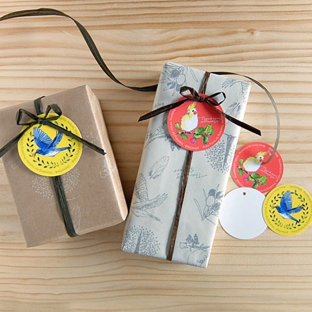 Message tag cockatiel and Flycatcher - 卡片/明信片 - 纸 黄色