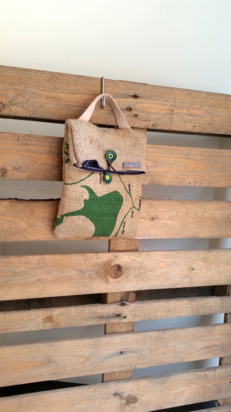 064 咖啡麻布信封x皮革手提包 - 手提包/手提袋 - 其他材质 咖啡色