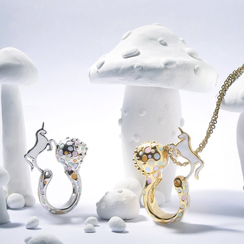 独角兽镀金、镀银戒指/项链 - 戒指 - 其他金属 多色
