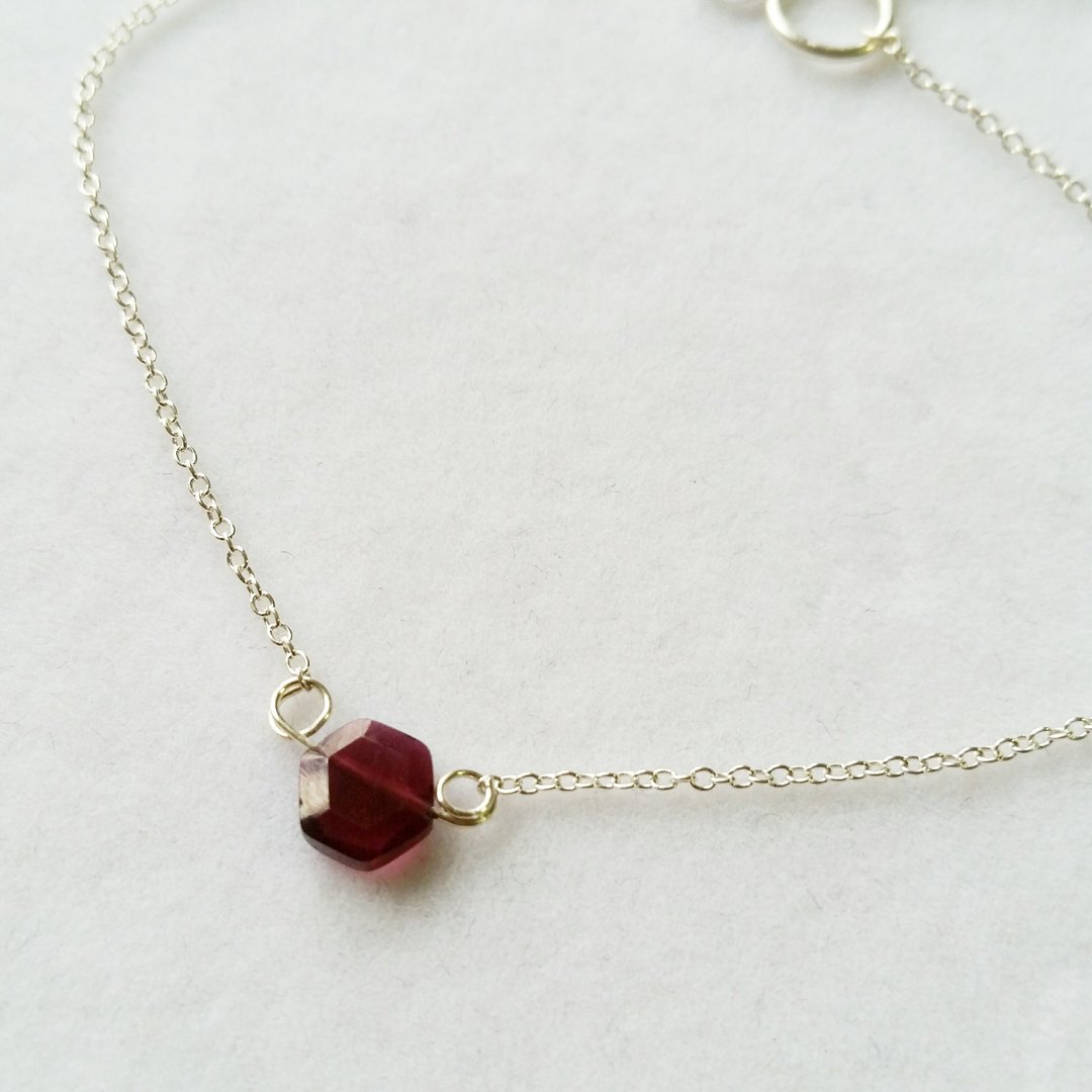 石榴石 925 纯银手链925 silver bracelet withgarnet - 手链/手环 - 宝石 红色