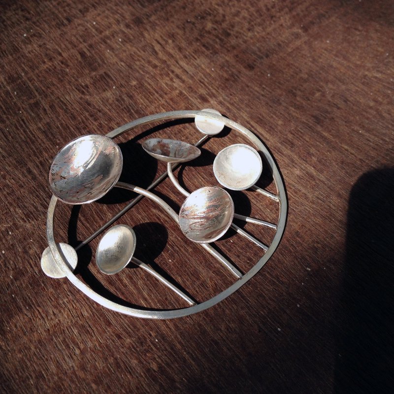 浮生-荷~青冶绝色木目金装饰艺术胸针单品,让你气质出众!幸福中! - 胸针 - 银 