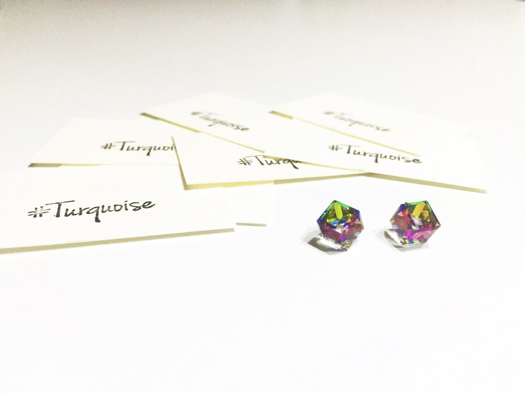 魔幻七彩 / 七彩 swarovski / 耳环 耳针 抗敏 - 耳环/耳夹 - 其他金属 