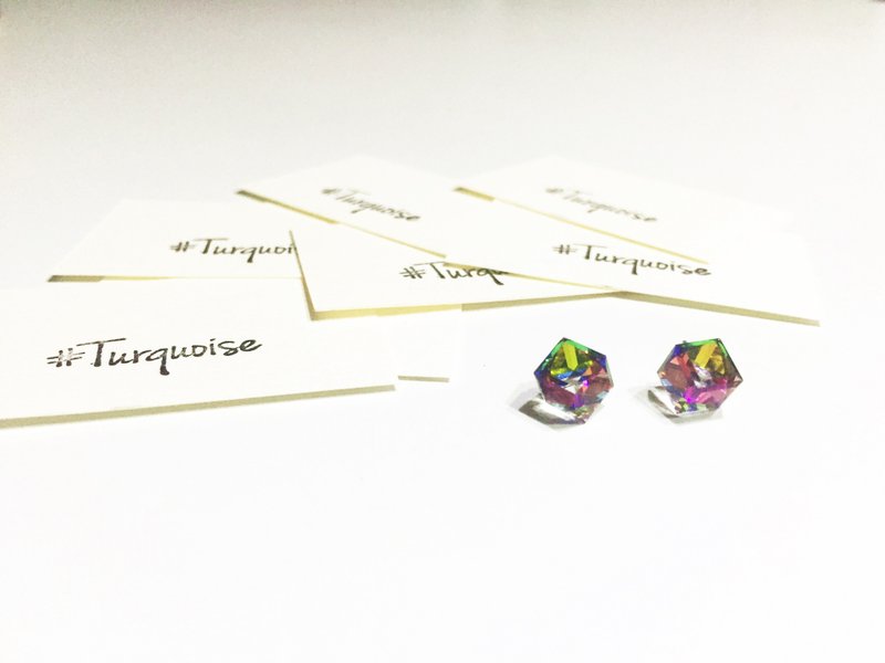 魔幻七彩 / 七彩 swarovski / 耳环 耳针 抗敏 - 耳环/耳夹 - 其他金属 