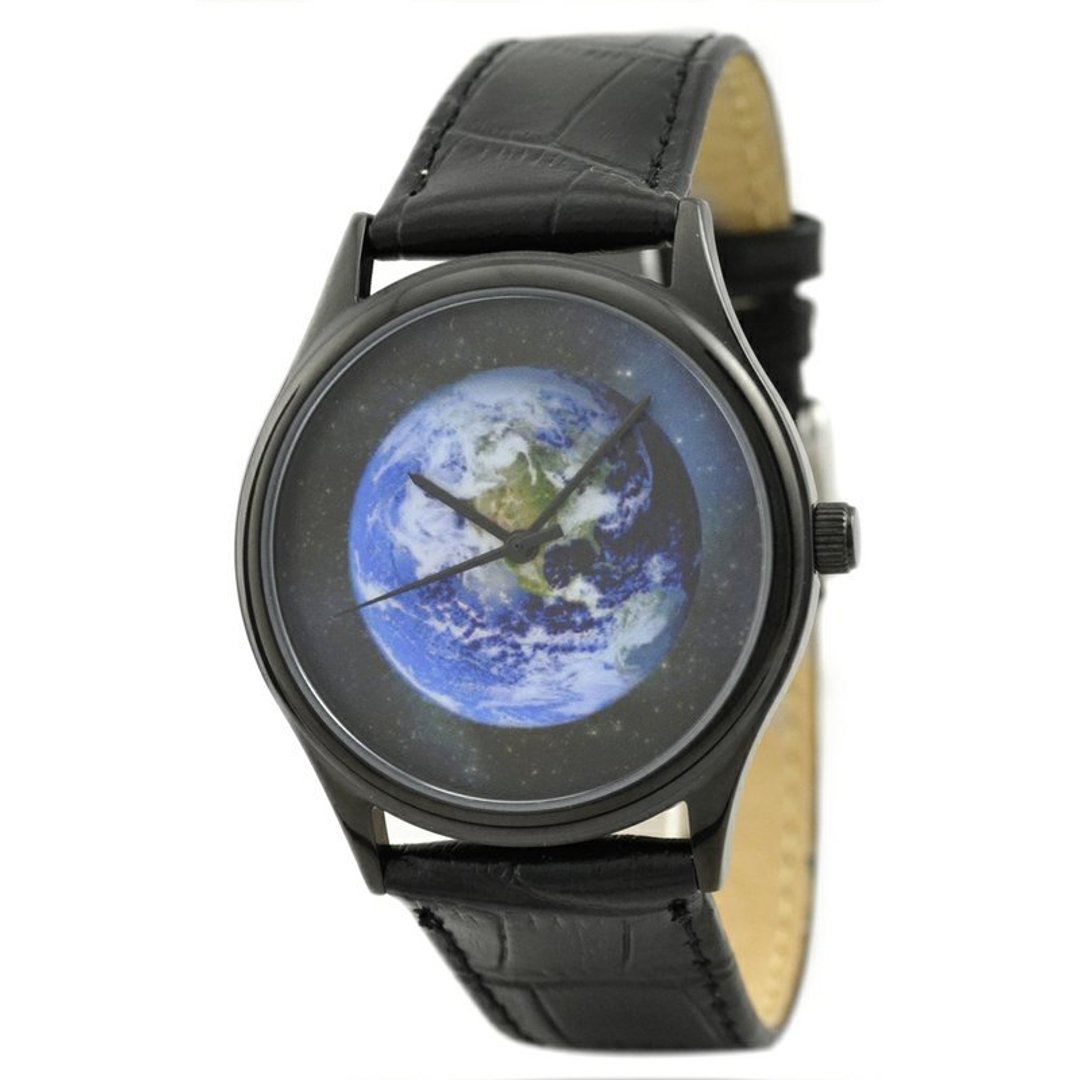 地球在星空手表 - 女表 - 其他金属 黑色