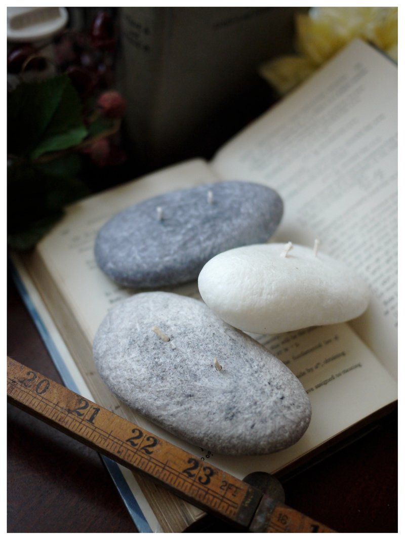 石头蜡烛 ✣ 棕榈蜡 x 无烟害 x 净化空气 x 禅风 - 花瓶/陶器 - 蜡 灰色