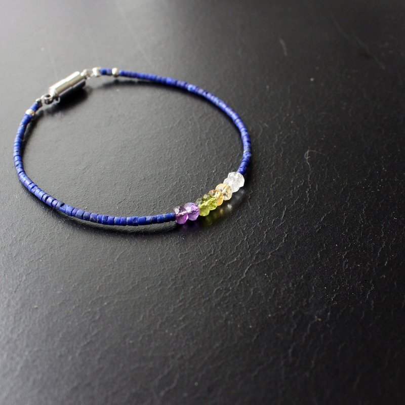 ☆,.-*'108 perles 青金石碧玺手链 2mm - 手链/手环 - 其他材质 蓝色