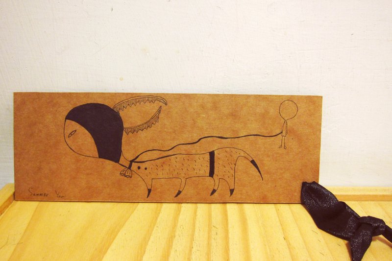 大头症女孩日常万用书签-带麋鹿去旅行篇 - 卡片/明信片 - 纸 橘色