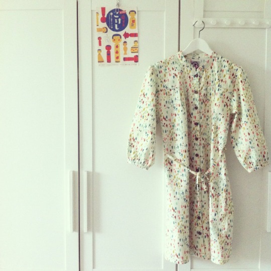 Striped dress handmade brush Cute handmade Painting Brush 3/4 long sleeves dress made from Japanese cotton fabric. - 洋装/连衣裙 - 棉 多色