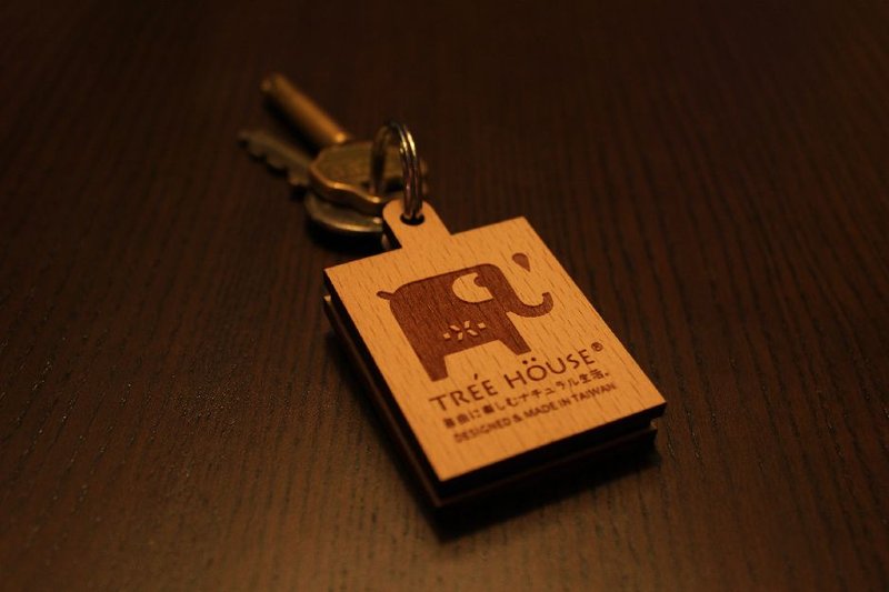 木制镜子钥匙圈-大象 - 其他 - 木头 卡其色