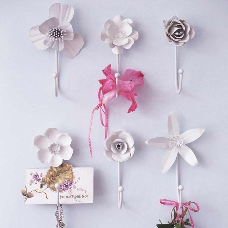 {复古迷你米色珐琅小挂勾} 六入 - 墙贴/壁贴 - 其他金属 白色