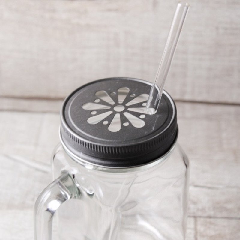 500cc【MSA减压生活小物x复古马克杯】古铜金属盖复刻玻璃罐(送玻璃环保吸管) - 咖啡杯/马克杯 - 玻璃 灰色