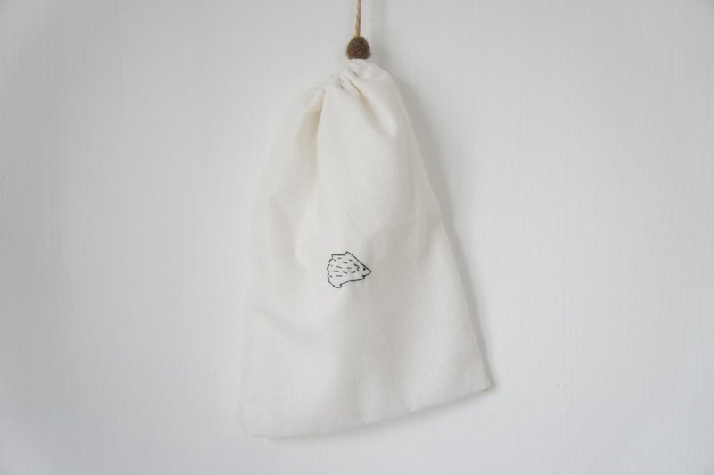 你的袋子 - 刺绣束口袋/刺猬 - 其他 - 其他材质 白色
