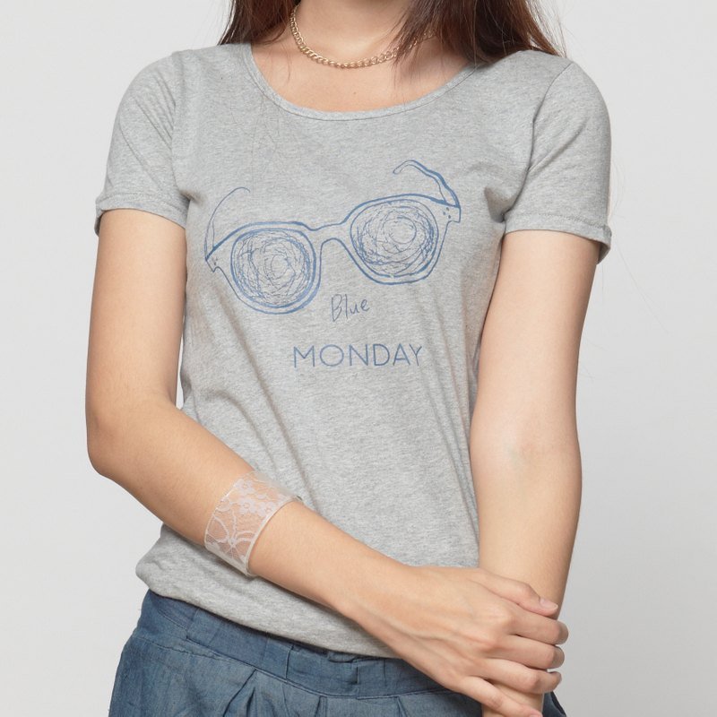 tee - Monday Blue - 女装 T 恤 - 棉．麻 灰色