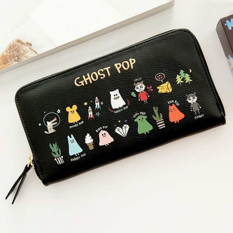 GMZ-顽皮鬼欢乐拉链长夹M-顽皮黑,GMZ02230 - 皮夹/钱包 - 真皮 黑色