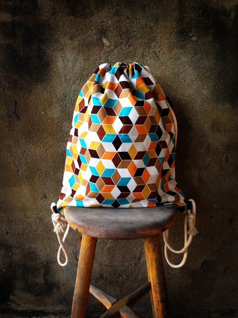 【束口包/后背包/束口袋-立体几何正方体特殊包款】 - 束口袋双肩包 - 其他材质 多色