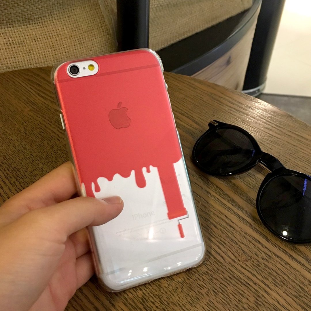 香港原创设计 红色趣味油漆在墙上 iPhone X,  iPhone 8,  iPhone 8 Plus, iPhone 7, iPhone 7 Plus, iphone 6/6S , iphone 6/6S PLUS, Samsung Galaxy Note 7 透明手机壳 - 手机壳/手机套 - 塑料 红色