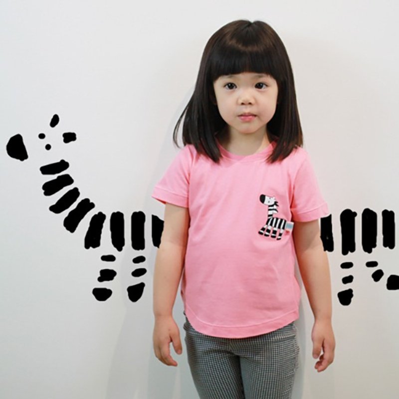 儿童纯棉手工造形T恤- Childlike 彩虹上的斑马(粉嫩橘) - 其他 - 棉 粉红色