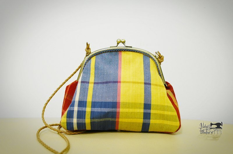 小假仙气质格纹口金包 - 侧背包/斜挎包 - 其他材质 黄色