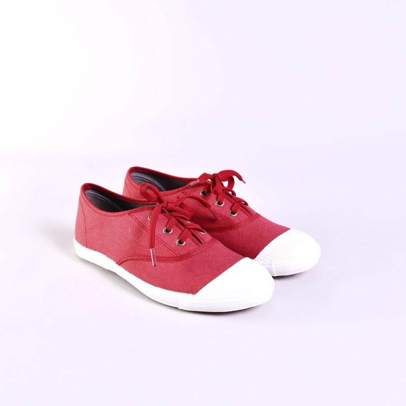 【Off-season sale】kara古布红/休闲鞋/帆布鞋 - 女款休闲鞋 - 棉．麻 红色