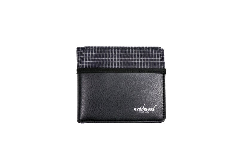 火柴木设计 Matchwood Positive 皮夹 钱包 短夹 钱夹 牛仔 格纹拼接皮料黑款 - 皮夹/钱包 - 其他材质 黑色