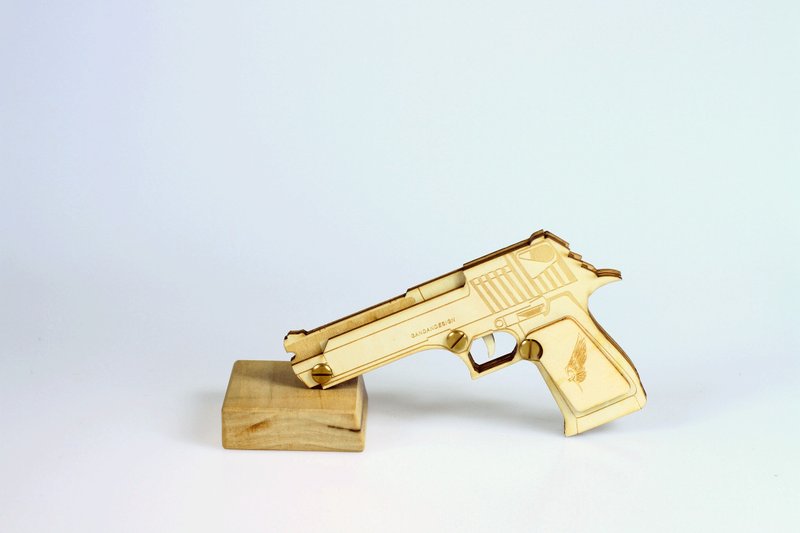 沙漠之鹰 Desert Eagle 二连发 │橡皮手枪│ - 木工/竹艺/纸艺 - 木头 咖啡色