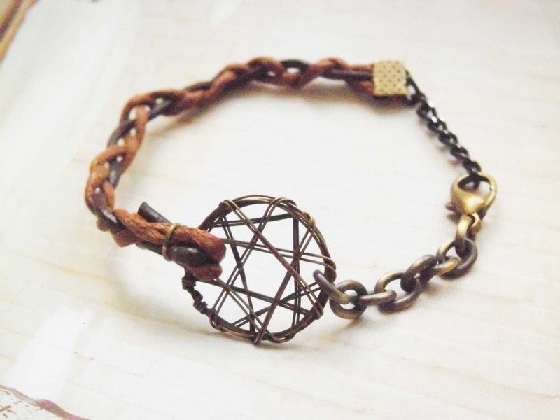 ﹉karbitrary﹉ ▲ 星圈系皮革手环 - 手链/手环 - 真皮 咖啡色