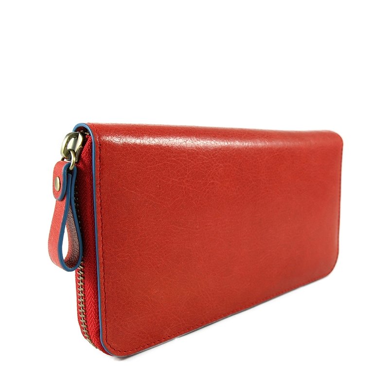 Influxx白描真皮拉链长夹 - 红色 - 皮夹/钱包 - 真皮 红色