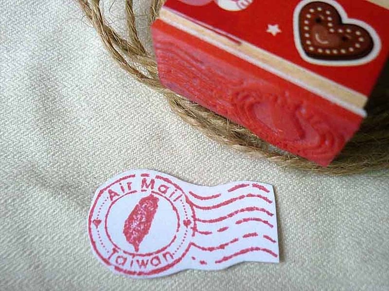 明信片戳章 航空信件airmail章paravion章 Taiwan创意橡皮印章 航空章邮戳章 女王头国旗章 - 印章/印台 - 木头 蓝色