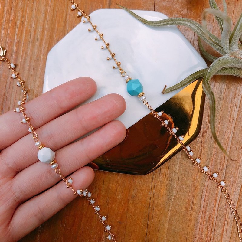 【栗子花】谬斯的呢喃 - 大理石手链 - 手链/手环 - 铜/黄铜 金色