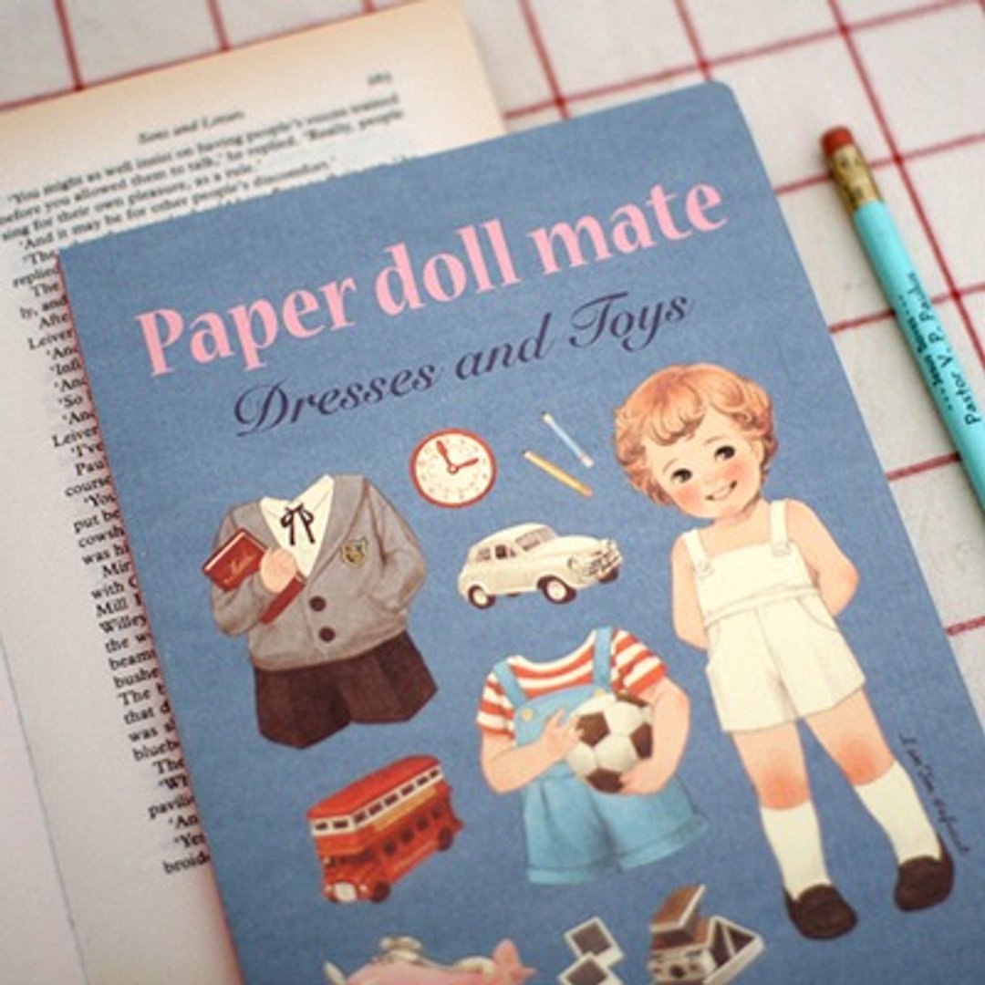 韩国【Afrocat】papaerdoll line notebook〈Tom〉复古 娃娃 笔记 日记 记事 手帐 - 笔记本/手帐 - 纸 