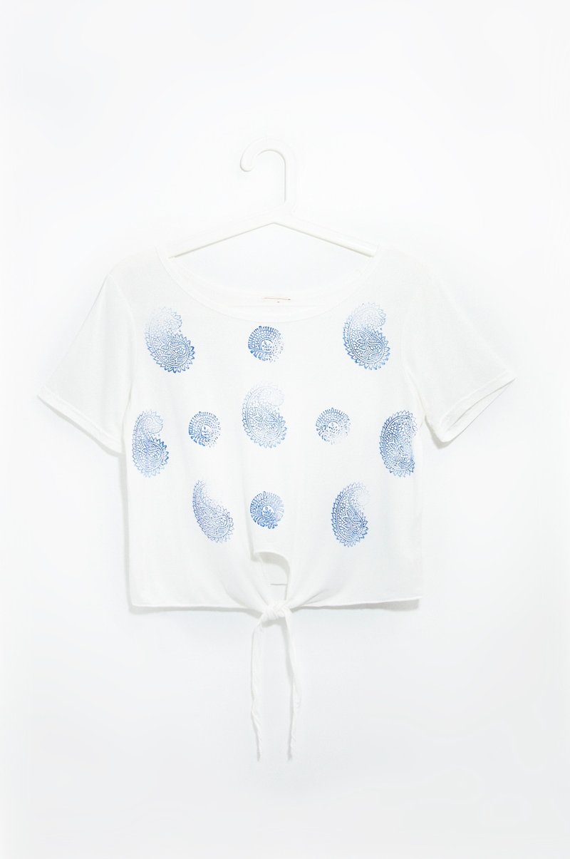 女装莫代尔凉感绑带T-shirt / 设计上衣 - 森林系 - 女装上衣 - 其他材质 白色