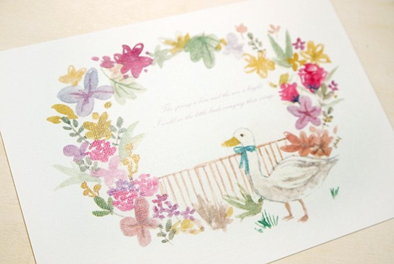 水彩 春天的花 心意插画明信片 - 卡片/明信片 - 纸 