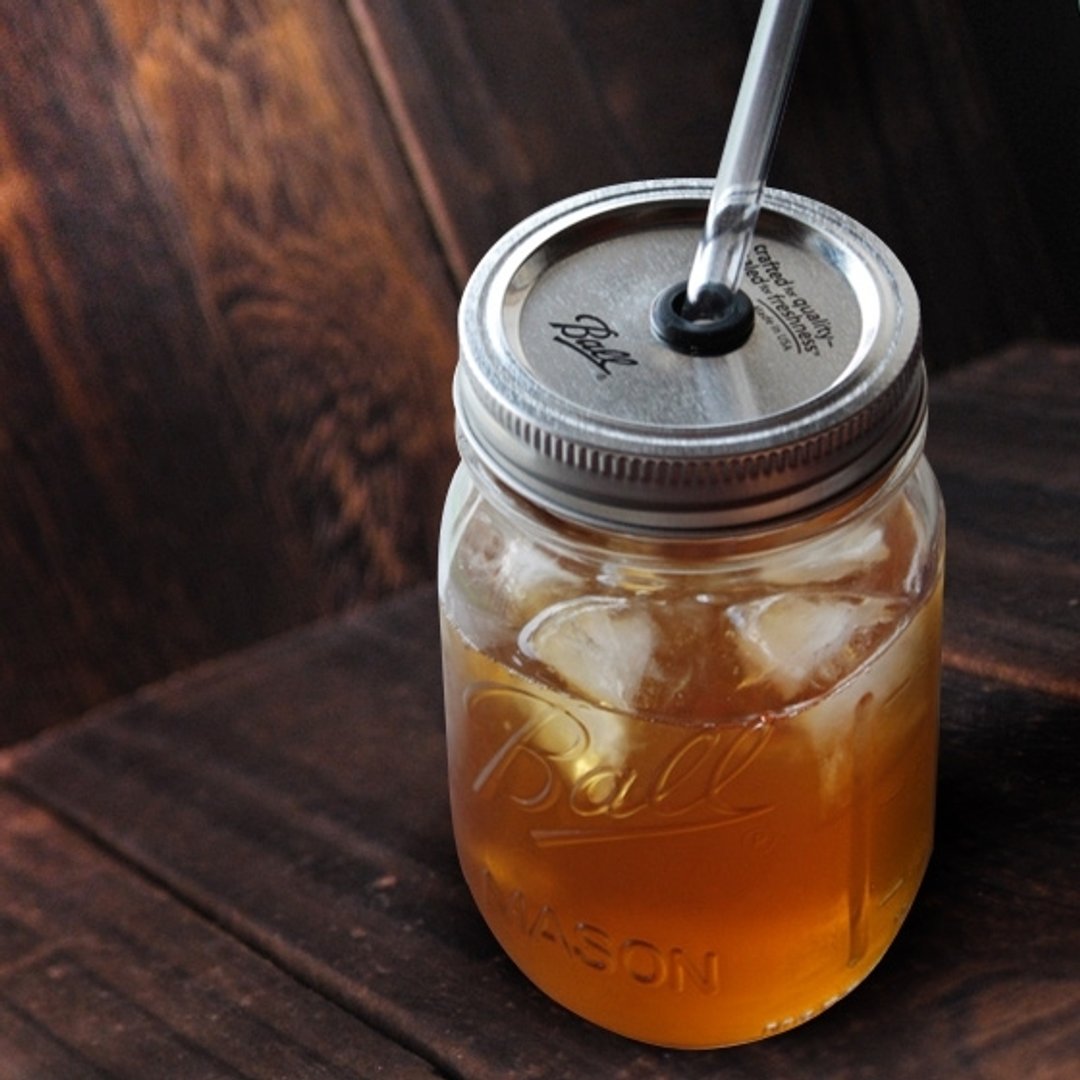 480cc【MSA 进口复刻版】13cm Ball Jar 玻璃罐饮料瓶(送玻璃环保吸管) - 环保吸管 - 玻璃 橘色