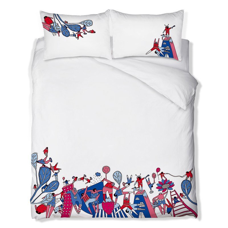 Cheer up 欢乐 双人特大寝具3件组 - 摆饰 - 棉．麻 蓝色