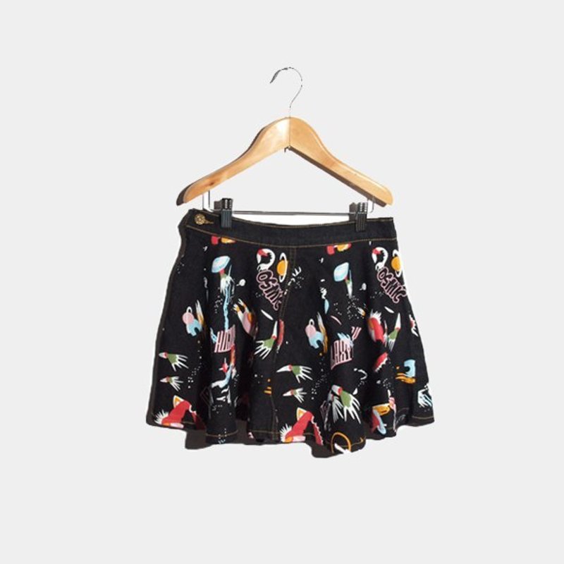 │moderato│宇宙黑洞怪兽大学涂鸦大裙摆牛仔圆裙/个性女孩.古灵精怪 - 裙子 - 其他材质 多色