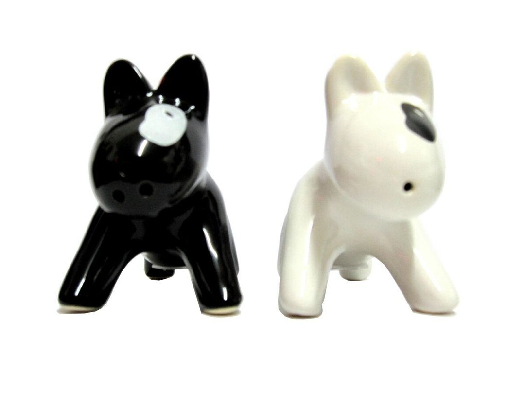 pt, Salt &amp; pepper set, Cat/Terrier 傻狗/高贵猫餐桌瓶 - 调味罐/酱料瓶 - 其他材质 黑色