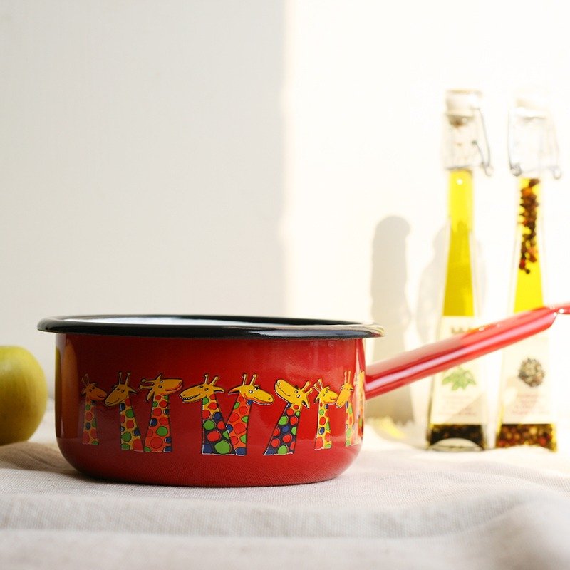 Smaltum布拉格 珐琅片手锅_促咪长颈鹿_茄红〈FDN000233〉 - 厨房用具 - 珐琅 红色