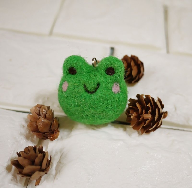 招财蛙兄 项链 /包包吊饰/钥匙圈(功能择一) - 钥匙链/钥匙包 - 羊毛 绿色