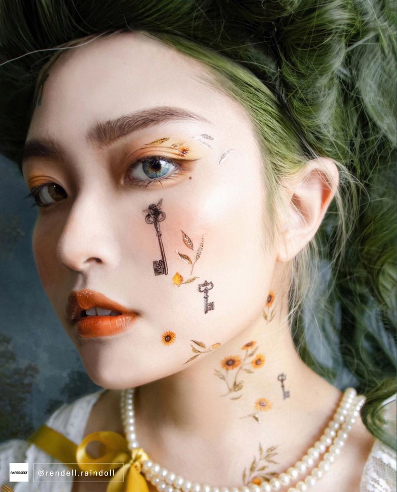 蜜蜂之鑰-2入紋身貼紙 原創手繪設計 - 纹身贴 - 纸 黑色