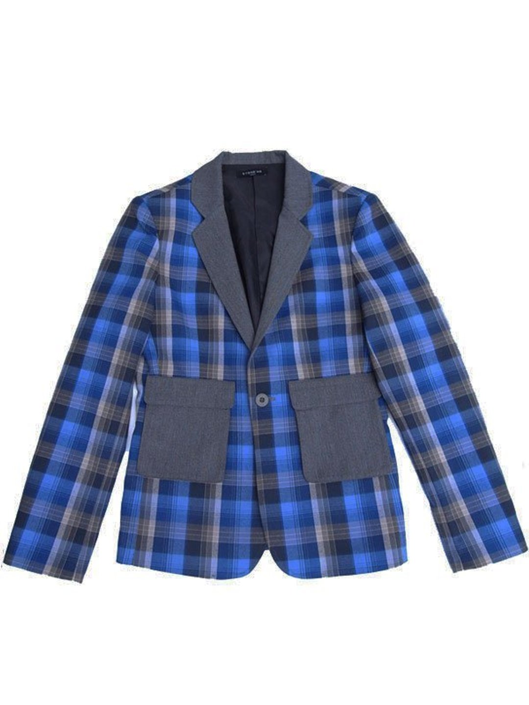 Stone'As 学院 格纹 西装外套 / Plaid Blazer - 男装外套 - 棉 蓝色