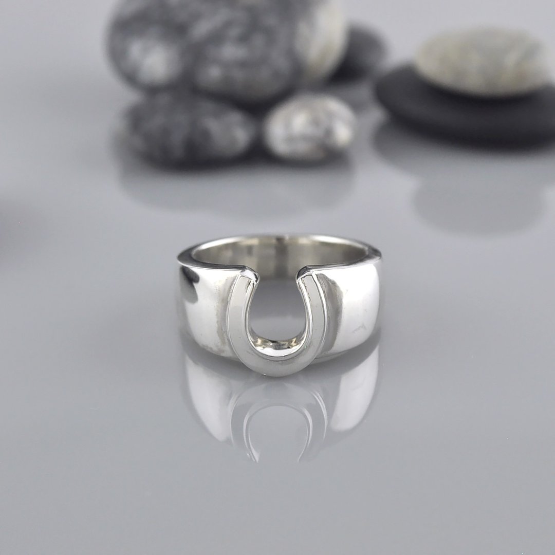 马蹄铁戒指 925纯银 men's jewelry 男戒 - 戒指 - 纯银 银色