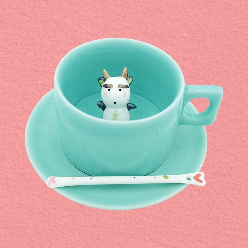 三浅陶瓷原创 萌货 小龙创意礼品咖啡杯生日礼物独家生肖特别杯子 - 咖啡杯/马克杯 - 其他材质 绿色
