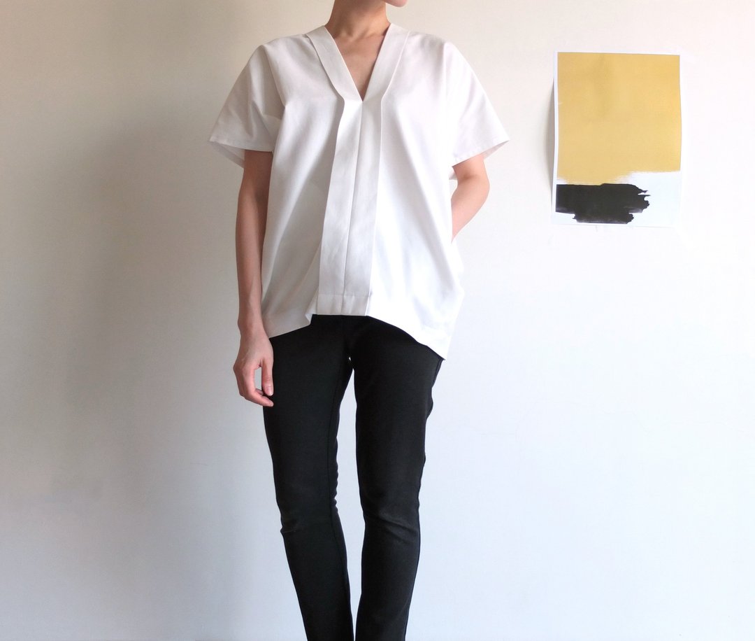 白色V领和服袖衬衫式上衣 - 女装衬衫 - 其他材质 