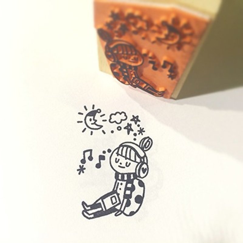  relax 数字女孩系列章  no.3 好好放空 - 印章/印台 - 木头 