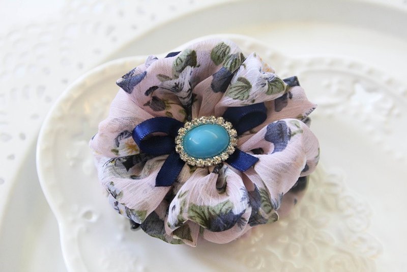 浪漫小花鲨鱼夹 - 发饰 - 其他材质 蓝色