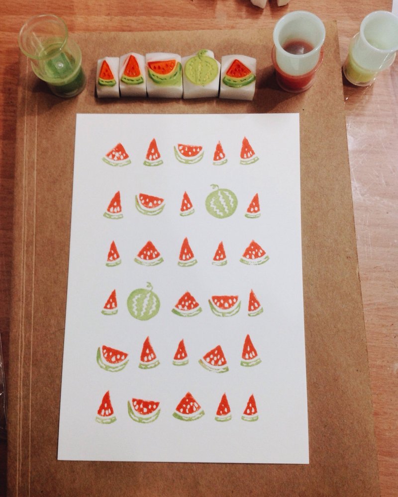 Deerday手盖明信片 - 凉凉夏日小西瓜 - 卡片/明信片 - 纸 红色